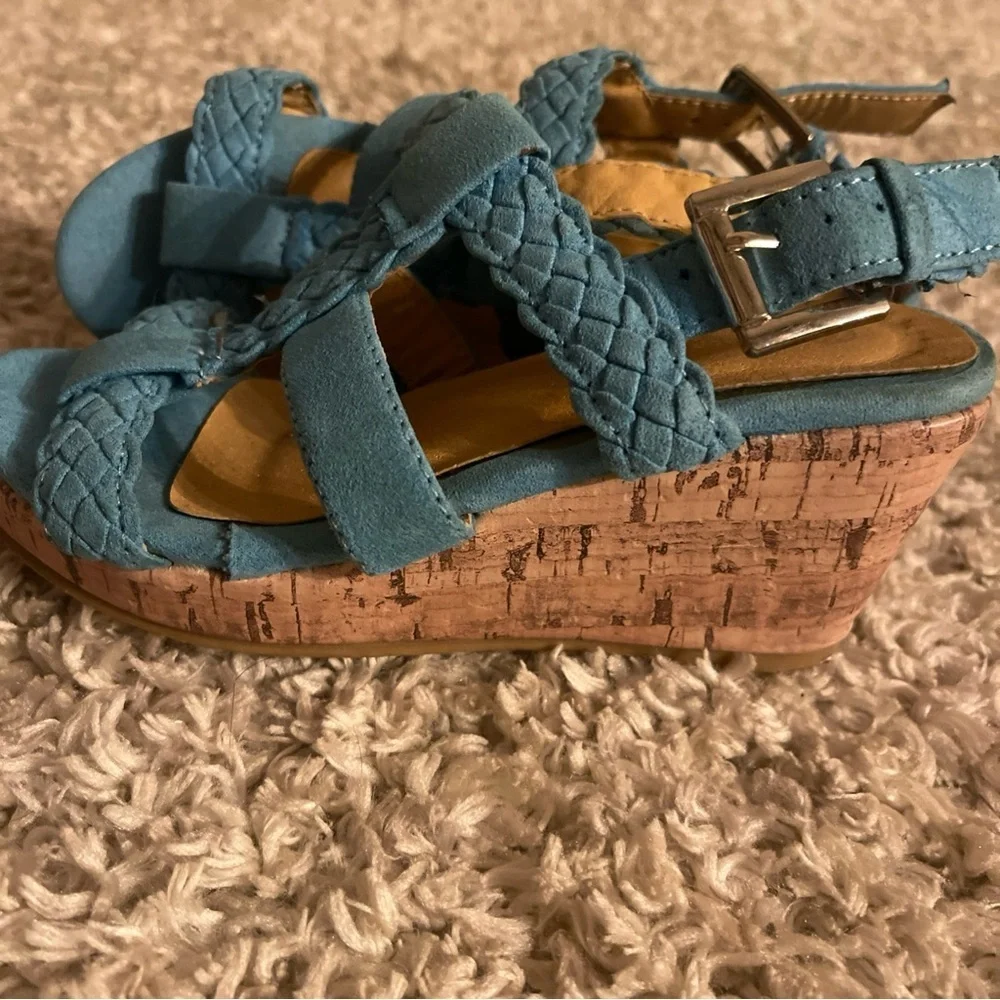 Chase & Chloe Toddler Teal Braided Cork Wedges size 11